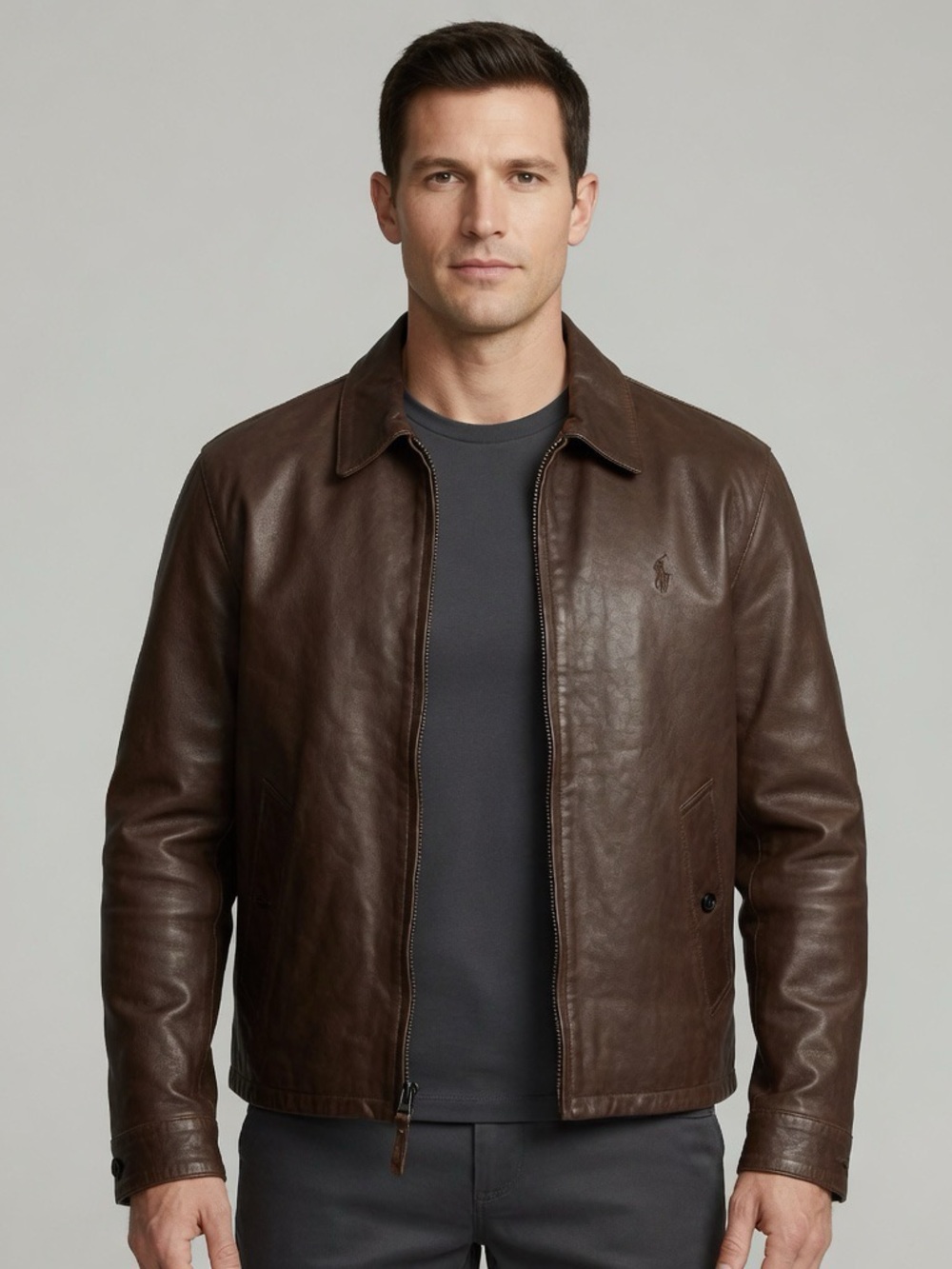 Polo Ralph Lauren Men’s 100% Lamb Leather Jacket Brown - Size XL